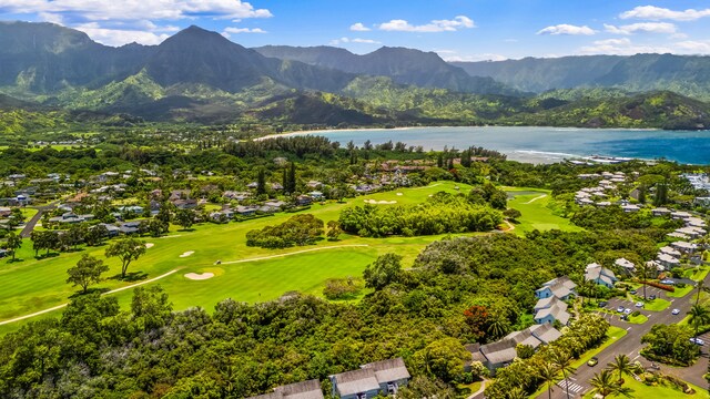 5301 Ka Haku Rd Unit 112, Princeville, HI 96722 - aerial view of residential area with a water and mountain view and a golf club