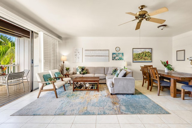 2253 Poipu Rd Unit 241, Koloa, HI 96756 - tiled living room featuring a ceiling fan