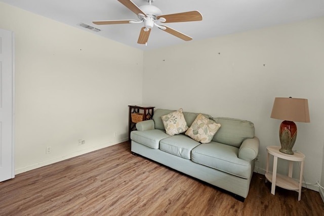 77-6596 Walua Rd, Kailua-Kona, HI 96740 - living room featuring wood finished floors, a ceiling fan, and baseboards