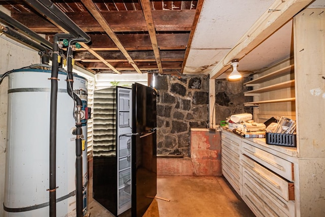 394 Haili St, Hilo, HI 96720 - below grade area with strapped water heater and freestanding refrigerator