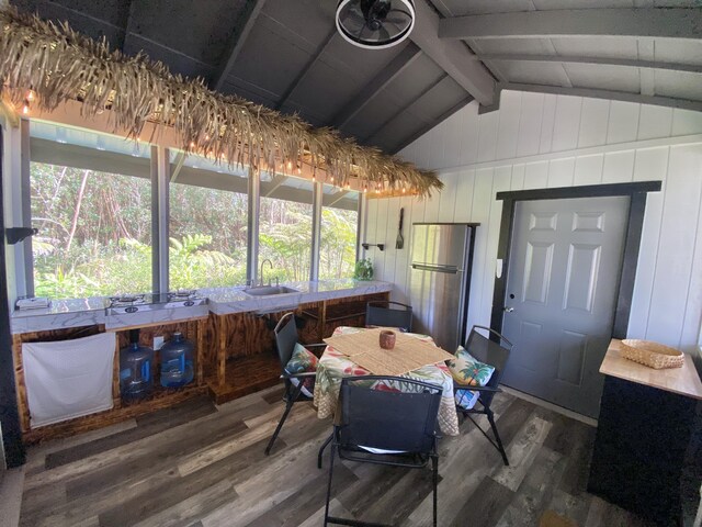 11-3141 Ala Kapena, Volcano, HI 96785 - dining area with wood finished floors and wood walls