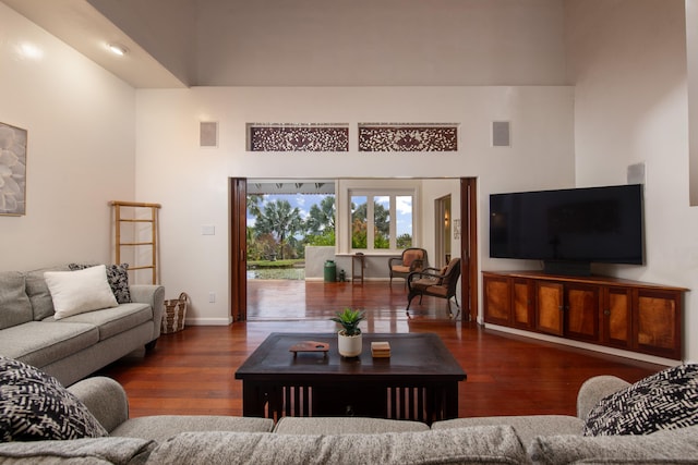 44-2325 Middle Rd, Honokaa, HI 96727 - living area with wood finished floors, a towering ceiling, and baseboards