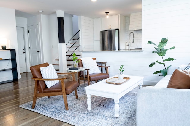 189 Poouli St, Wailuku, HI 96793 - living area featuring stairs, wood finished floors, and recessed lighting