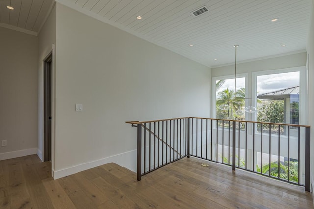 73-4804 Hinahina Rd Unit 13, Kailua-Kona, HI 96740 - hall with crown molding, hardwood / wood-style flooring, recessed lighting, baseboards, and wood ceiling