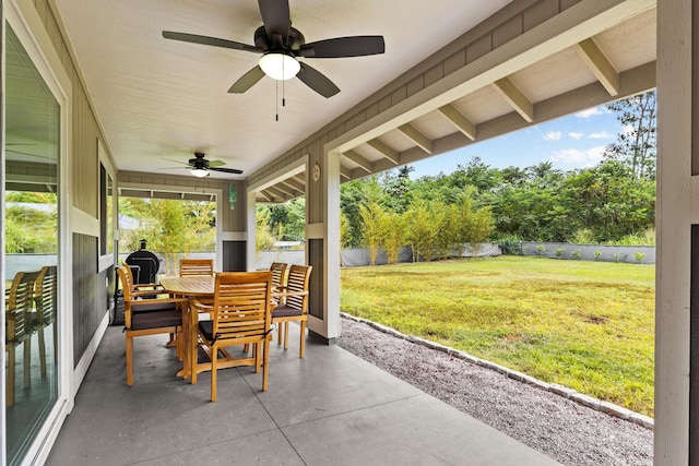 15-1884 14th Ave, Keaau, HI 96749 - view of patio / terrace featuring ceiling fan and outdoor dining space