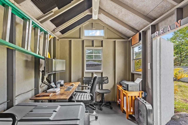 15-1884 14th Ave, Keaau, HI 96749 - office area featuring vaulted ceiling and finished concrete flooring