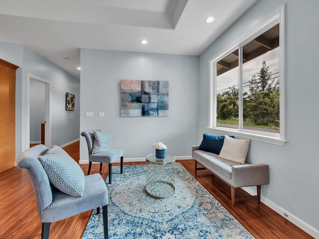 15-1047 Pilikai Rd, Keaau, HI 96749 - sitting room with wood finished floors, baseboards, and recessed lighting
