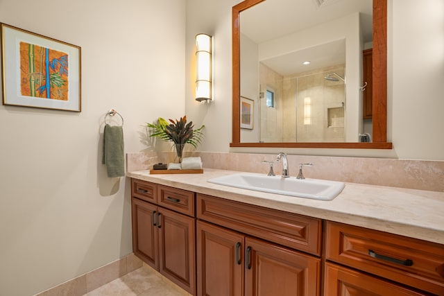 5385 Kolepa Pl, Koloa, HI 96756 - bathroom with vanity, tile patterned floors, and tiled shower
