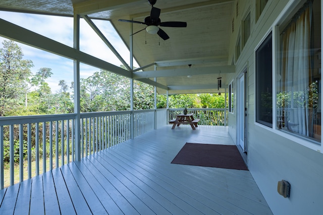 15-1517 7th Ave, Keaau, HI 96749 - deck featuring ceiling fan