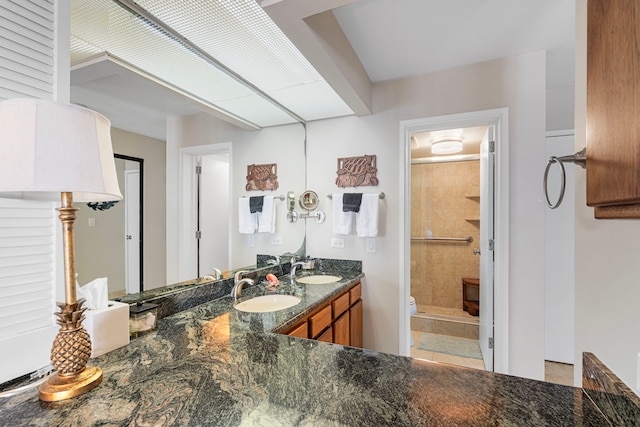 75-6106 Alii Dr Unit 208, Kailua-Kona, HI 96740 - full bathroom with double vanity, toilet, and a shower stall
