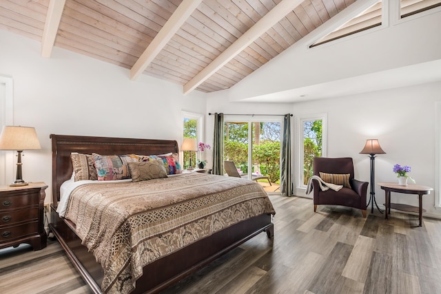 74-4999 Hao Kuni Pl, Kailua-Kona, HI 96740 - bedroom featuring wood finished floors, wood ceiling with exposed beams, and high vaulted ceiling