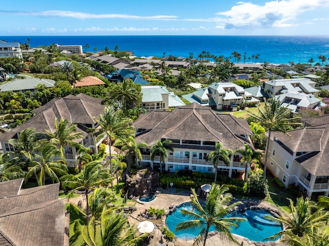 2373 Hoohu Rd Unit B111, Koloa, HI 96756 - aerial perspective of suburban area with a pool and a nearby body of water