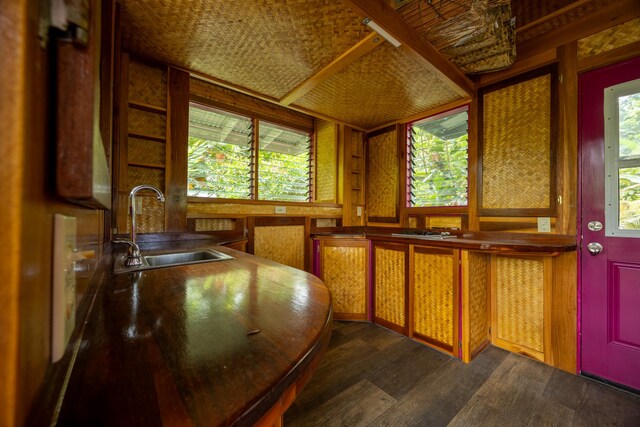 14-3401 Pakalana Rd, Pahoa, HI 96778 - kitchen with a sink, dark wood-style flooring, and brown cabinets