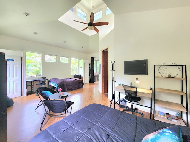 13-831 Malama St, Pahoa, HI 96778 - bedroom featuring an office area, wood finished floors, and a high ceiling