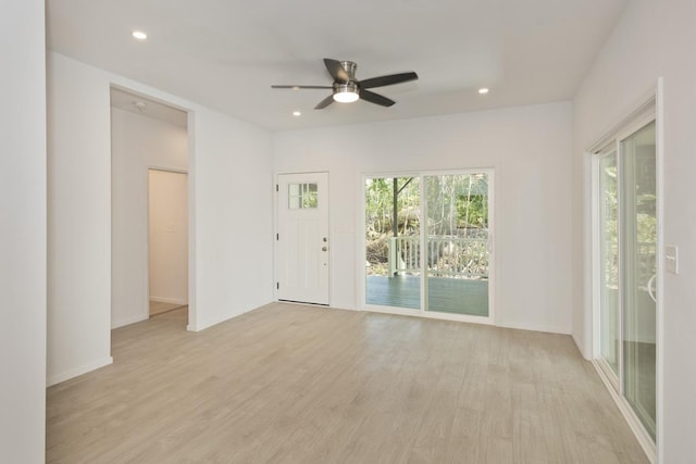 15-1983 27th Ave, Keaau, HI 96749 - empty room with light wood-style floors, a ceiling fan, recessed lighting, and baseboards