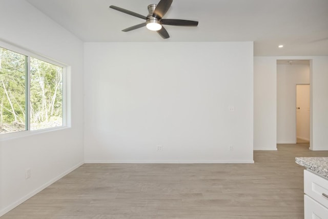 15-1983 27th Ave, Keaau, HI 96749 - empty room with light wood-style floors, ceiling fan, baseboards, and recessed lighting