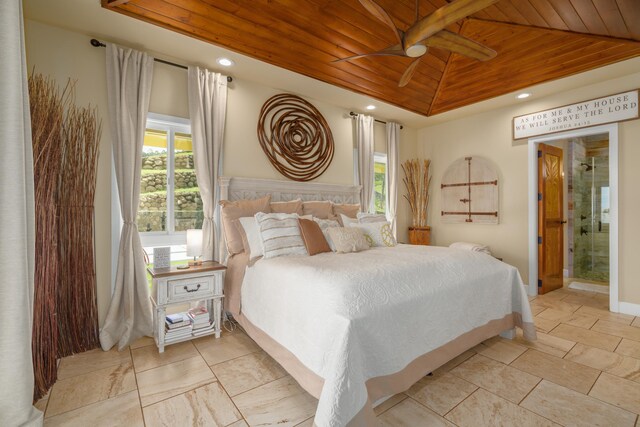 48-5319 Kukuihaele Rd, Honokaa, HI 96727 - bedroom with wooden ceiling, multiple windows, a tray ceiling, recessed lighting, and baseboards