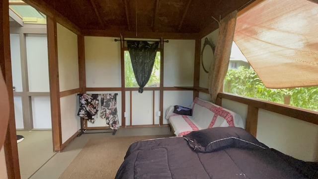 12-7026 Wehelauniu St, Pahoa, HI 96778 - bedroom featuring carpet, multiple windows, and wood ceiling
