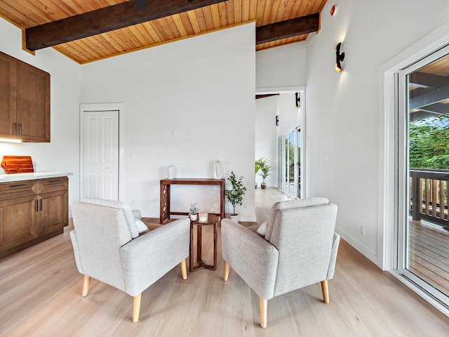 15-2792 Opae St, Pahoa, HI 96778 - living room featuring healthy amount of natural light, wood ceiling, light wood-style flooring, and baseboards