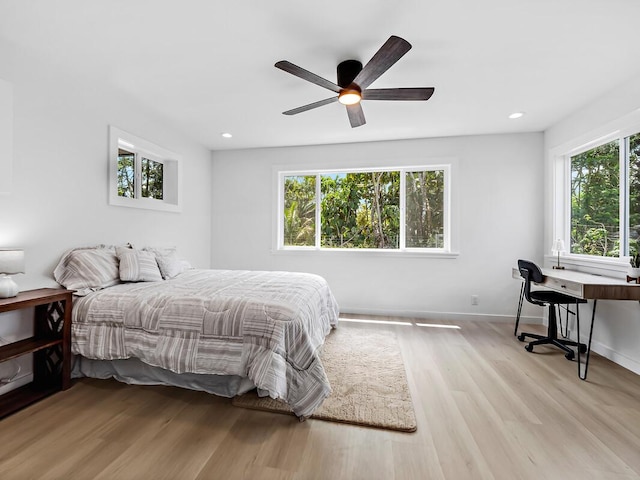 15-2792 Opae St, Pahoa, HI 96778 - bedroom with light wood finished floors, recessed lighting, a ceiling fan, and baseboards