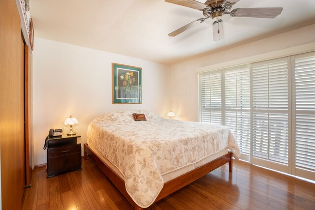 68-1853 W Kaupapa Pl, Waikoloa, HI 96738 - bedroom featuring wood-type flooring, a closet, and ceiling fan