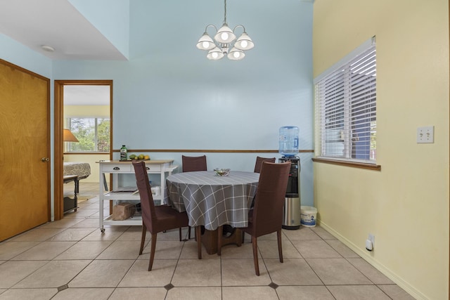 15-1948 12th Ave, Keaau, HI 96749 - dining room featuring a chandelier, light tile patterned floors, and baseboards