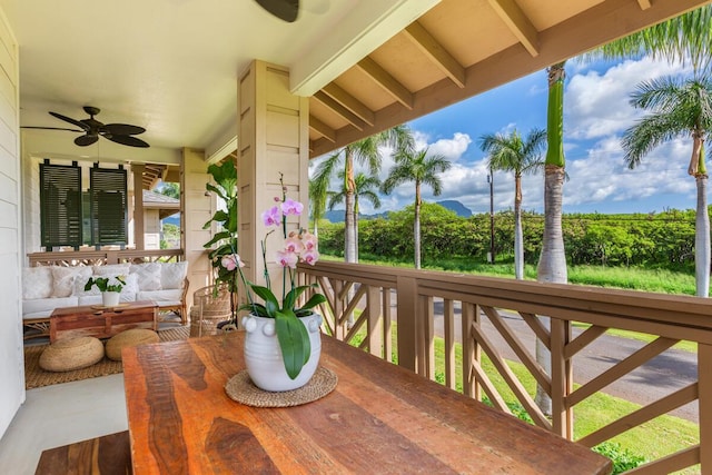 2611 Kiahuna Plantation Dr Unit 4G, Koloa, HI 96756 - wooden deck featuring a ceiling fan