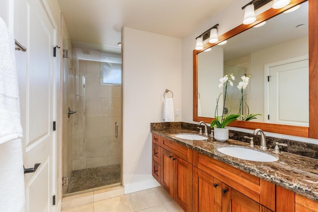 2611 Kiahuna Plantation Dr Unit 4G, Koloa, HI 96756 - full bath featuring double vanity, a shower stall, and tile patterned flooring