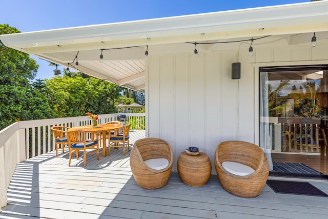 4160 Kalani Pl, Princeville, HI 96722 - wooden terrace with outdoor dining area
