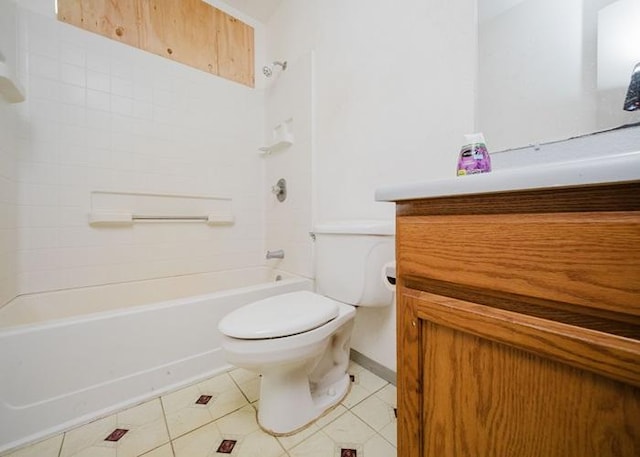 68-1736 Puwalu St, Waikoloa, HI 96738 - bathroom featuring toilet, vanity, tile patterned flooring, and shower / washtub combination