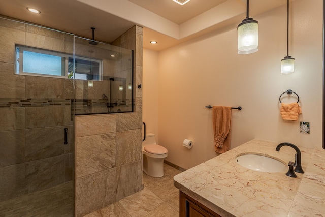 76-863 Pakalakala Pl, Kailua-Kona, HI 96740 - bathroom featuring a stall shower, vanity, and recessed lighting