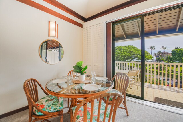 2253 Poipu Rd Unit 148, Koloa, HI 96756 - dining room featuring carpet flooring and baseboards