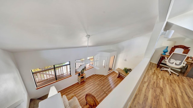 4740 Lae Rd, Kalaheo, HI 96741 - living area featuring light wood-style floors and vaulted ceiling