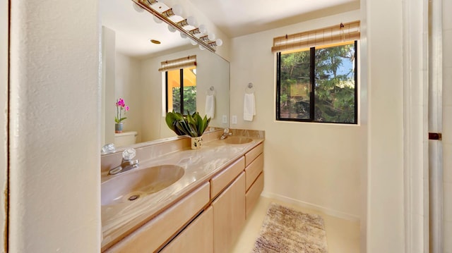4740 Lae Rd, Kalaheo, HI 96741 - full bathroom with double vanity, toilet, and baseboards