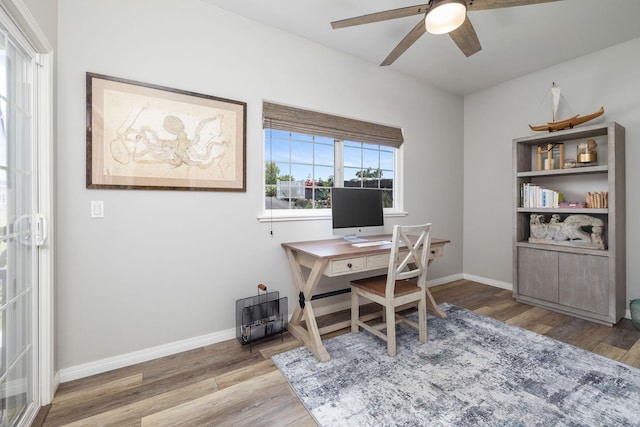 71-1876 Puu Lani Loop, Kailua-Kona, HI 96740 - office space featuring wood finished floors, a ceiling fan, and baseboards