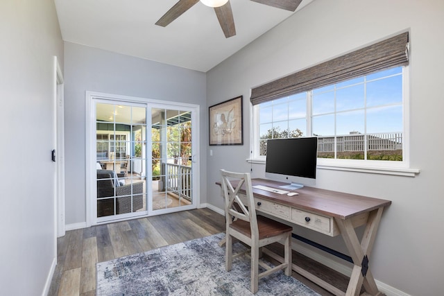 71-1876 Puu Lani Loop, Kailua-Kona, HI 96740 - office area with ceiling fan, baseboards, and wood finished floors