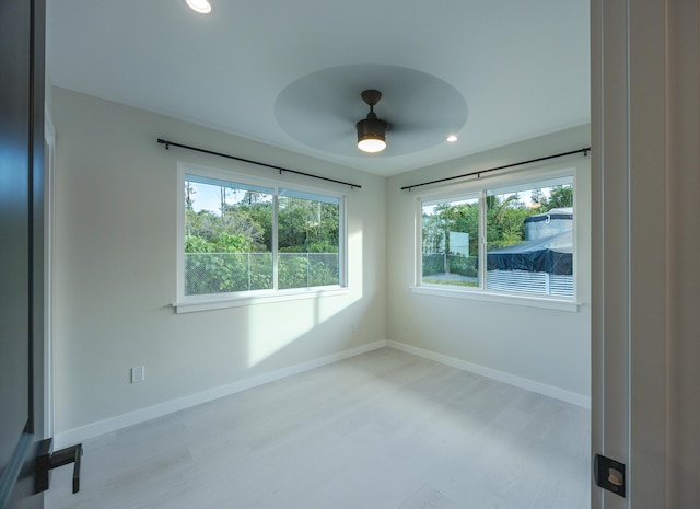 16-2100 Silveroak Dr, Pahoa, HI 96778 - empty room with wood finished floors, baseboards, ceiling fan, and recessed lighting