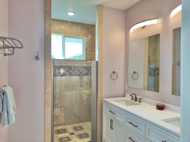 94-5763 Awa Pae Pl, Naalehu, HI 96772 - full bathroom with a stall shower and double vanity