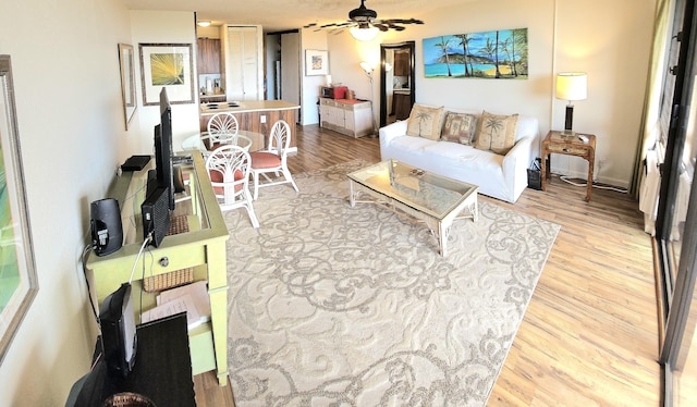 2191 Kihei Rd Unit 3308, Kihei, HI 96753 - living room featuring wood finished floors and a ceiling fan