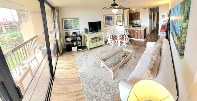 2191 Kihei Rd Unit 3308, Kihei, HI 96753 - living area with wood finished floors and ceiling fan
