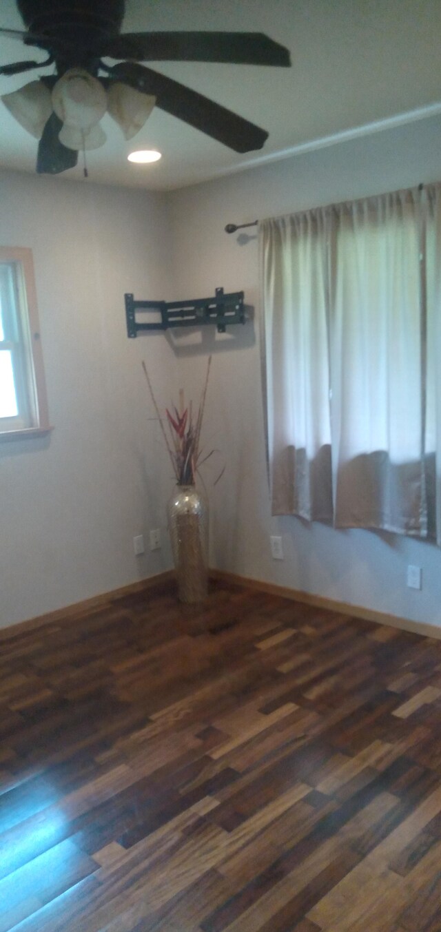 14-3431 Seadrift Rd, Pahoa, HI 96778 - spare room featuring ceiling fan and dark wood-style flooring