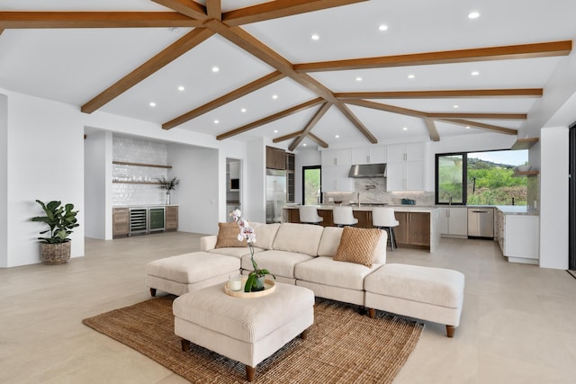 78-7029 Ola Mau St, Kailua-Kona, HI 96740 - living room featuring recessed lighting, a dry bar, and light tile patterned floors