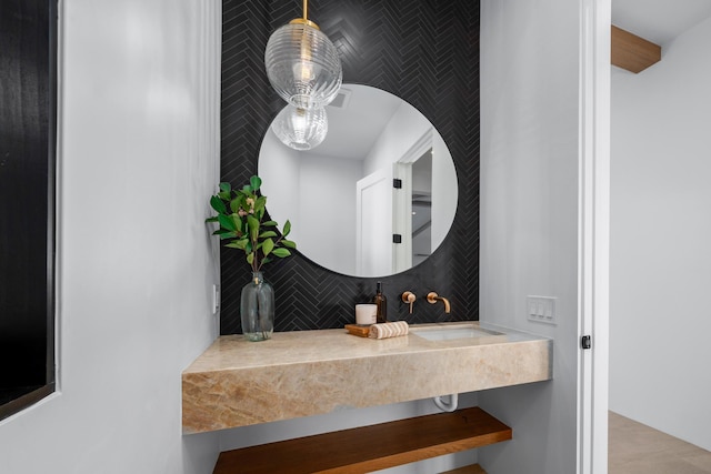 78-7029 Ola Mau St, Kailua-Kona, HI 96740 - bathroom with a sink and decorative backsplash