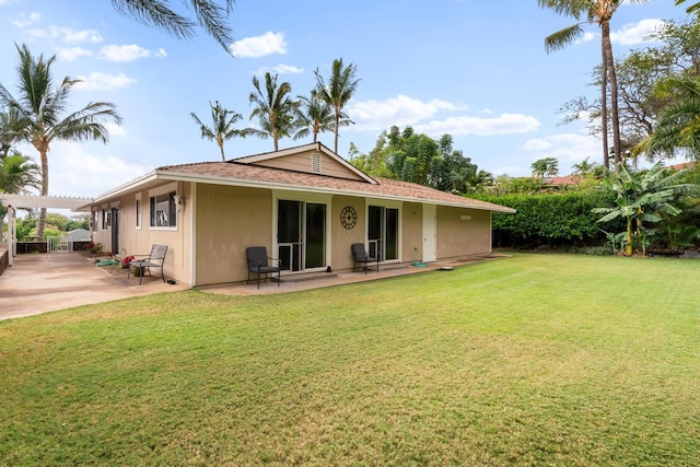 68-1884 Kaupapa Pl, Waikoloa, HI 96738 - rear view of property featuring a patio area, a lawn, and a pergola