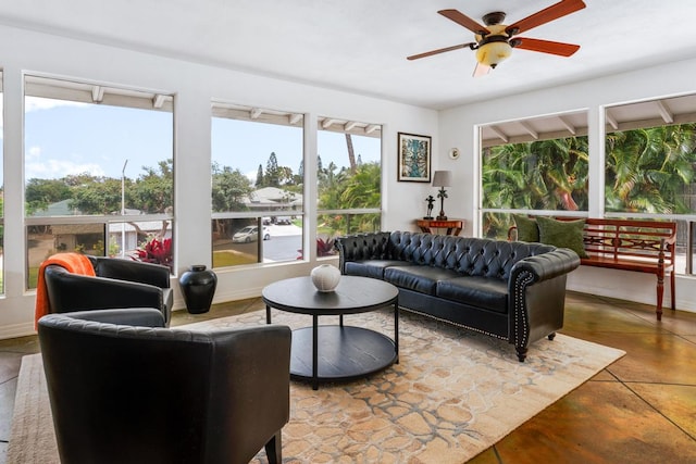 68-1884 Kaupapa Pl, Waikoloa, HI 96738 - living room with a ceiling fan and baseboards