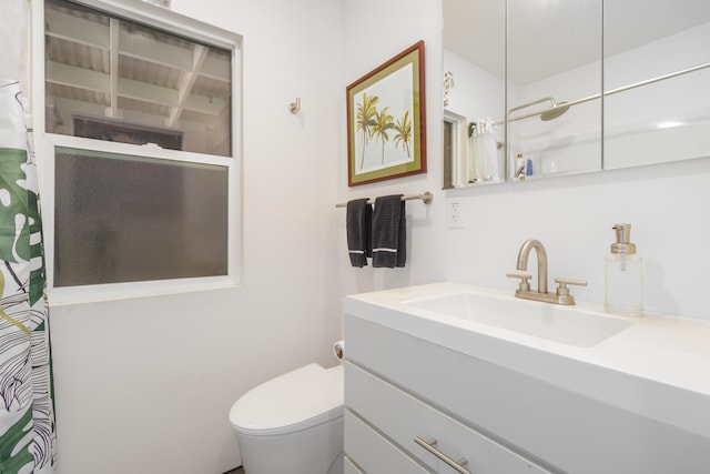 32-491 Piha Kahuku Rd, Ninole, HI 96773 - full bathroom featuring vanity, toilet, and a shower with curtain