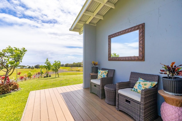 32-491 Piha Kahuku Rd, Ninole, HI 96773 - wooden terrace featuring a lawn