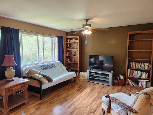 14-3449 Mauna Kea Rd, Pahoa, HI 96778 - living room with ceiling fan and wood finished floors