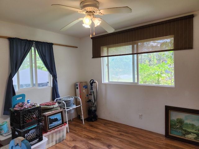 14-3449 Mauna Kea Rd, Pahoa, HI 96778 - misc room with wood finished floors and ceiling fan