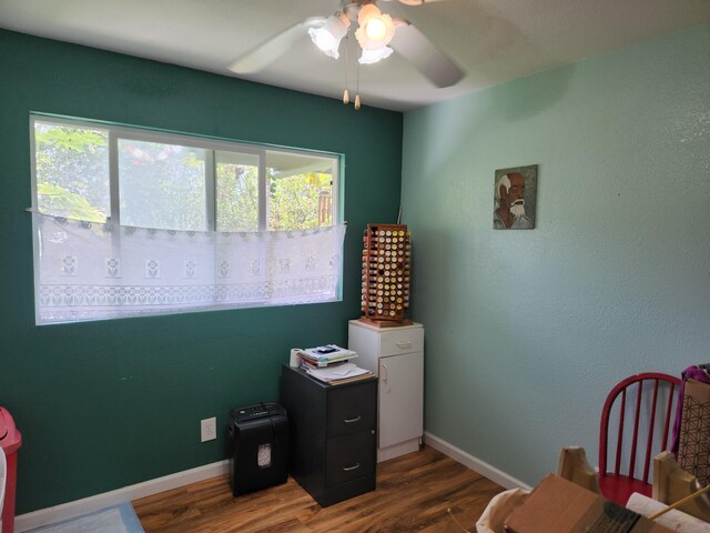 14-3449 Mauna Kea Rd, Pahoa, HI 96778 - office space featuring dark wood-style flooring, a ceiling fan, and baseboards